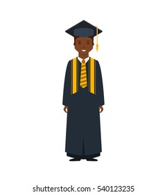 student with graduation uniform vector illustration design