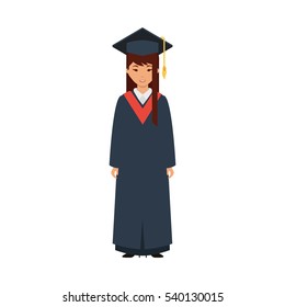 student with graduation uniform vector illustration design