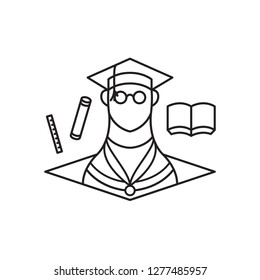 Student Graduation Vector Icon Line Art