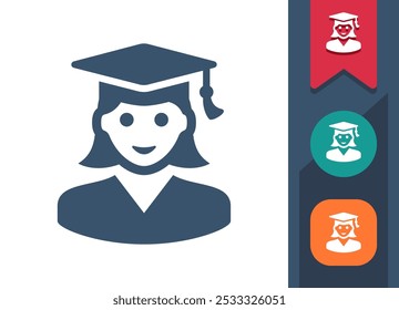 Student, Graduation, Woman, Girl Icon. Professional, pixel perfect icon. EPS 10 format.