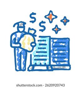 student grant awards doodle symbol skizze vektor. Zeichen für Stipendien. einzelne Symbolgrafik