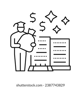 student grant awards line icon vector. student grant awards sign. isolated contour symbol black illustration