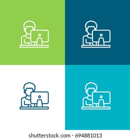 Student green and blue material color minimal icon or logo design