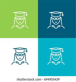 Student green and blue material color minimal icon or logo design