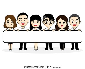 student group holding write board
