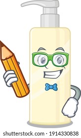A student hair mask mascot design study at home during pandemic. Vector illustration
