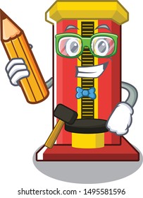 Student hammer game machine in the cartoon