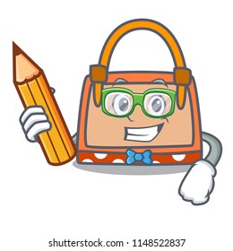 Student hand bag character cartoon