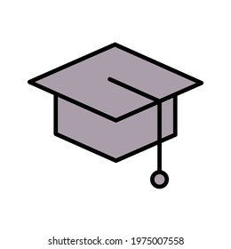 Student hat, cap, degree completed icon vector image. Can also be used for online education. Suitable for use on web apps, mobile apps and print media.