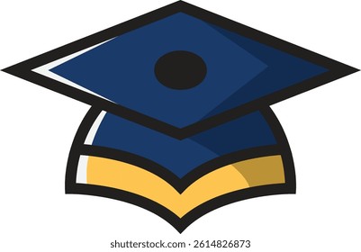student hat editable cartoon style icon vector