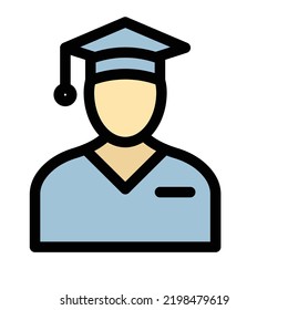 student with hat Fill Vector Icon easily modified

