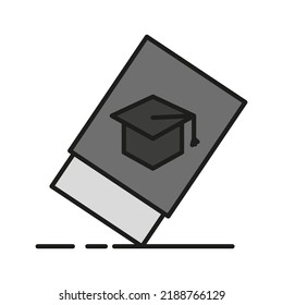 Student hat folder. Education, knowledge, study concept. Vector illustration. stock image.