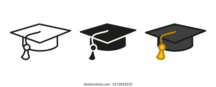 Student hat icon. Graduation hat vector illustration. Education symbol. University or collage graduate sign. Academic degree cap pictogram. Study and learning isolated concept.