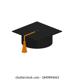 Icono de sombrero estudiantil aislado en fondo blanco. Ilustración del vector