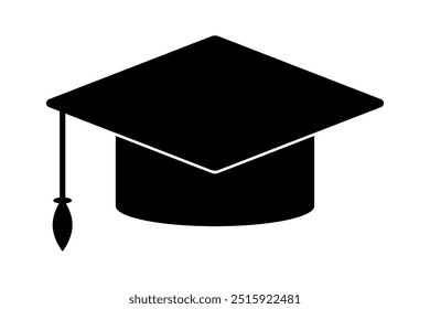 Student hat icon. University graduate. Education badge. Silhouette of a student's cap. Diploma of graduation