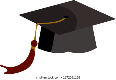 Student hat, illustration, vector on white background.
