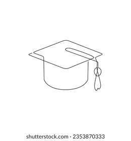 Student hat one line. Vector drawing.

