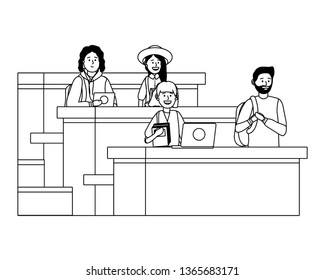 student having a class black and white