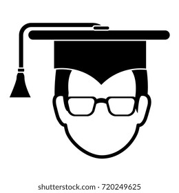 student head with hat graduation avatar