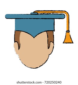 student head with hat graduation avatar