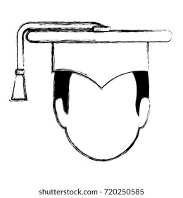 student head with hat graduation avatar