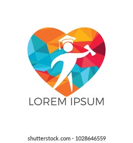 Student heart shape logo design. Education vector design template.