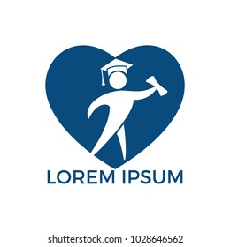 Student heart shape logo design. Education vector design template.
