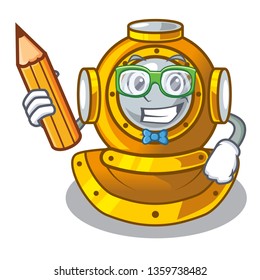 Student helmet diving isolated in the cartoon