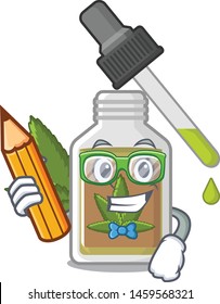 Student hemp oil in the cartoon shape