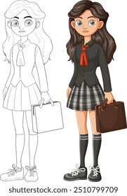A student holding a briefcase and smiling