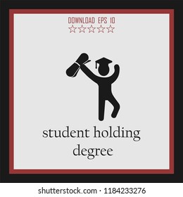 student holding degree vector icon