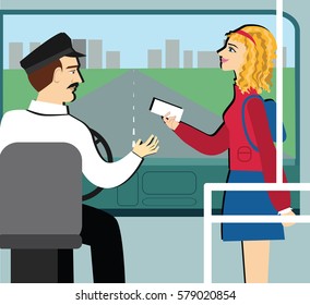 Student holding empty discounts card in the bus. travel pass