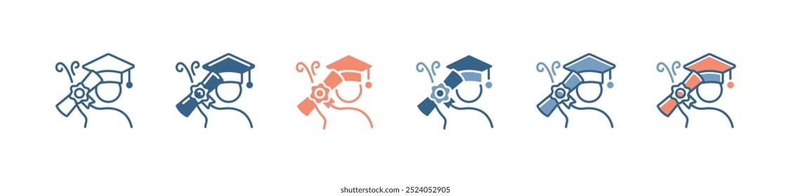 student holding graduate letter scroll icon set school education graduation celebration goal ceremony vector illustration