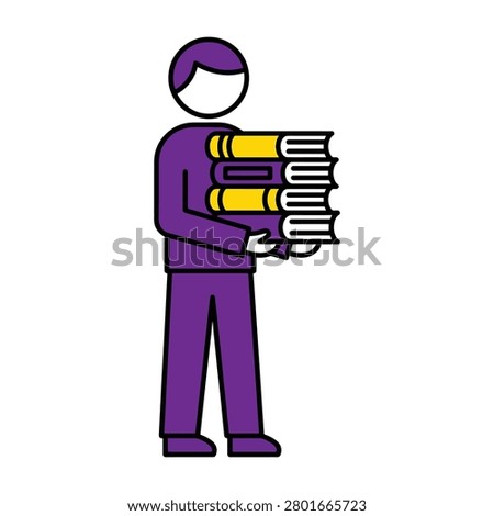 A student holding a stack of books for academic learning with education learning academic knowledge research university literacy textbooks