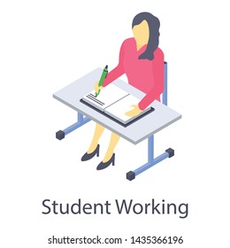 
Student homework vector in isometric design 
