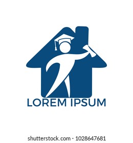 Student house shape logo design. Education vector design template.
