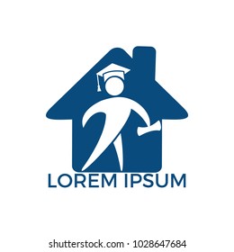 Student house shape logo design. Education vector design template.