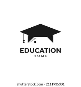 Student Housing Logo Template. Students Accommodation Vector Design. Bachelor Cap And House Roof Logo