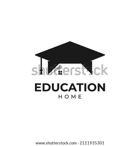 Student housing logo template. Students accommodation vector design. Bachelor cap and house roof logo