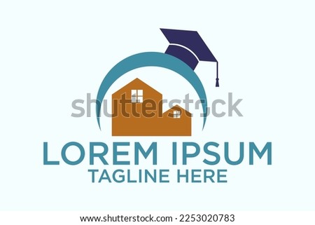 Student housing logo template. Students accommodation vector design. Bachelor cap and house roof logo