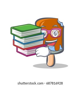 Student ice cream character cartoon with book