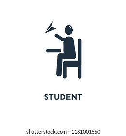 Student icon. Black filled vector illustration. Student symbol on white background. Can be used in web and mobile.