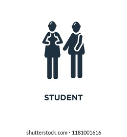 Student icon. Black filled vector illustration. Student symbol on white background. Can be used in web and mobile.