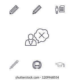 Student icon. collection of 7 student outline icons such as pencil, backpack, man and document, graduation hat. editable student icons for web and mobile.