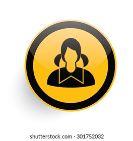 Student icon design on yellow button background,clean vector