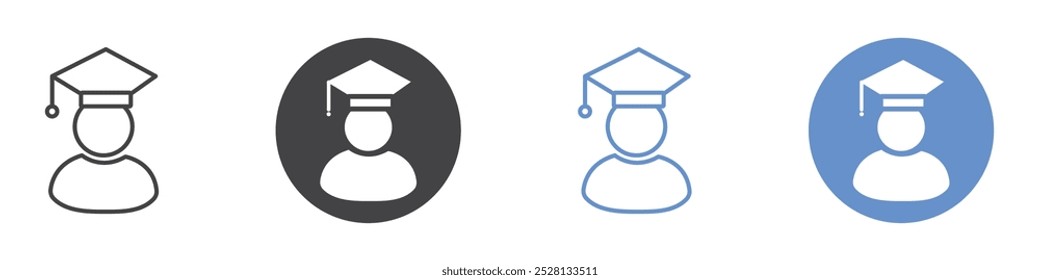 Student icon Flat art in black and white isolated