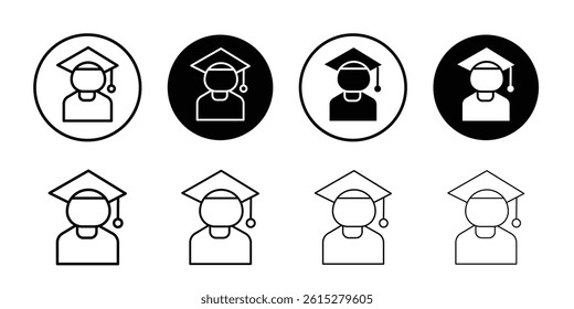 Student icon Flat simple outline set