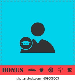 Student icon flat. Simple vector symbol and bonus icon
