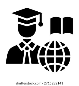 Ilustración vectorial de diseño de glifo de icono de estudiante