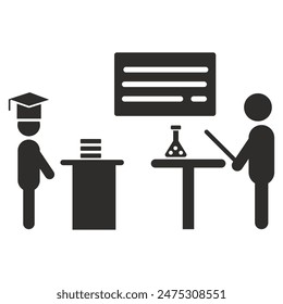 student icon, graduation cap icon, education icon, flat vector illustration on white background